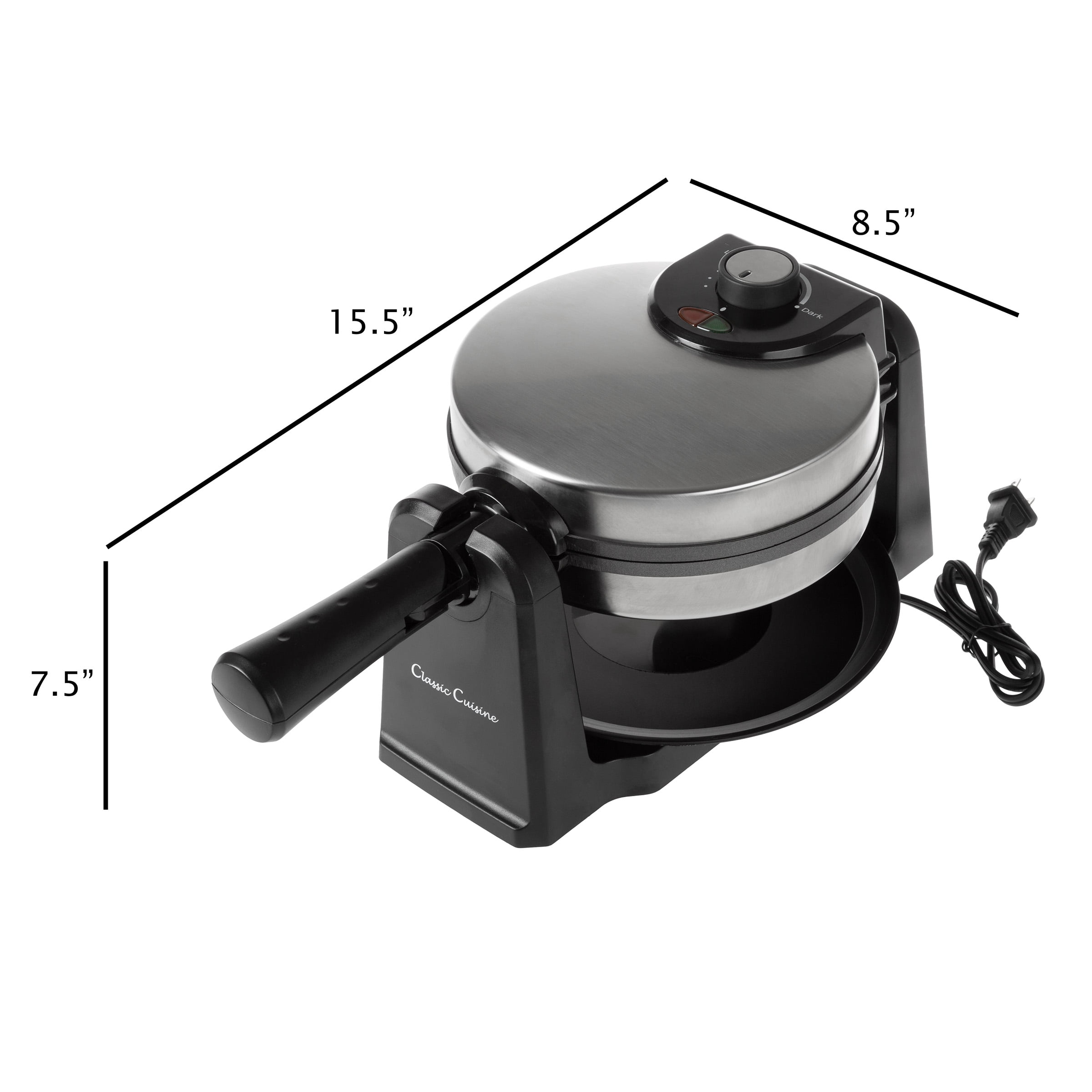Classic Cuisine 180-Degree Nonstick Flip Waffle Iron with Drip Pan
