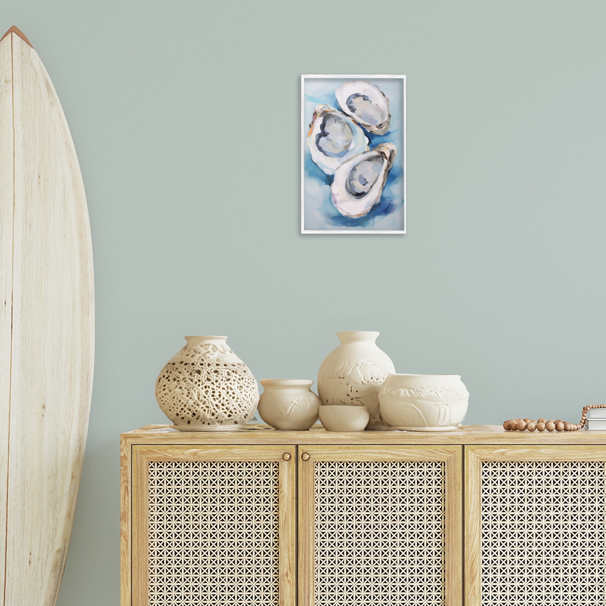 Stupell Industries Oyster Shell Trio Animals & Insects Painting White Framed Art Print Wall Art, 12 x 18