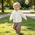 thumbnail image 6 of mgoYE Baby Boys 2Pcs Fall Clothes Button Shirt and Stripe Pants Set, 6 of 9