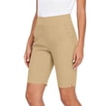 thumbnail image 5 of Women's Soft Solid Elastic Waist Casual Short Pants, Comfy Travel Shorts with Functional Pockets, Lightweight Polyester Blend for Walking, Running Errands, Sightseeing, | TruBelle,Khaki S, 5 of 7