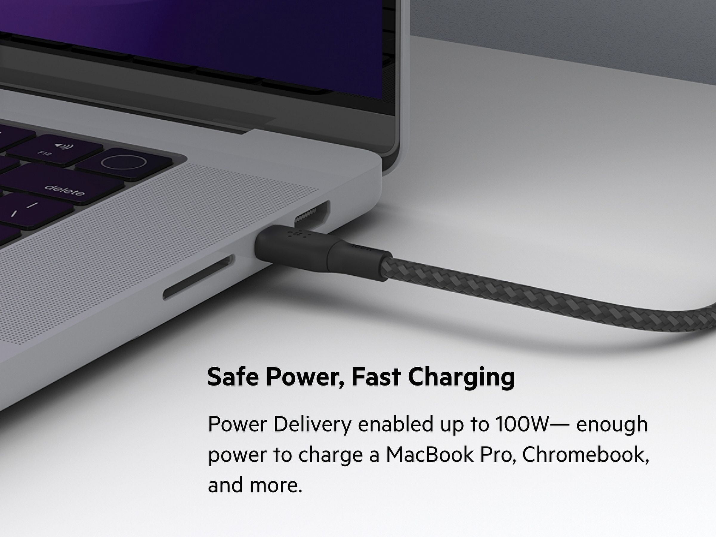 Belkin USB-C to USB-C Cable, BoostCharge Braided Power Cable (2M, 6.6ft), Fast Charging Cable w/ 100W Power Delivery, USB-IF Certified for iPhone 15, MacBook, Chromebook & More - Black