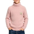thumbnail image 2 of ROHUUQUE Little Boys Ribbed Turtleneck Sweater Knit Solid Color Long Sleeve Christmas Pullover for Winter Outdoor 01-Pink, 2 of 6
