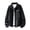 A190-Black, variant on Men's Long Sleeve Turn Down Collar Bomber Jacket with Single Chest Zipper Pocket Elastic Rib Cuffs Vintage Casual Pullover Outerwear
