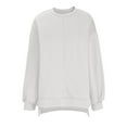 thumbnail image 4 of Wang6 Womens Plus Size White Sweatshirts Long Sleeve Crew Neck Tunic Pullovers Comfy Fall Loose Fit Drop Shoulder Solid Tshirts Tops White XL, 4 of 5