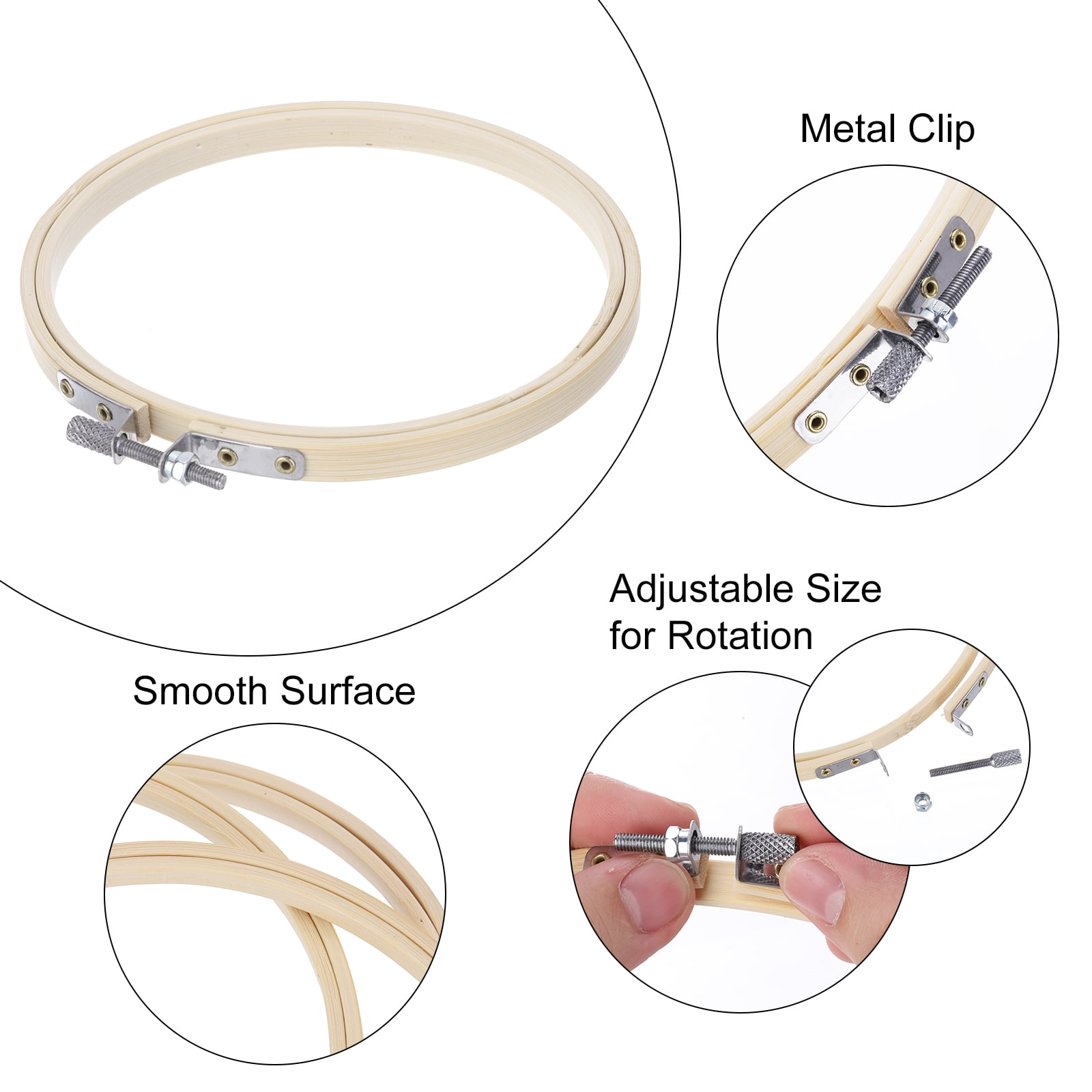 Uxcell 12 Pcs 5" Embroidery Hoops Adjustable Round Bamboo Circle Cross Stitch Hoop Ring for Art Craft Handy Sewing Needlework DIY Decoration