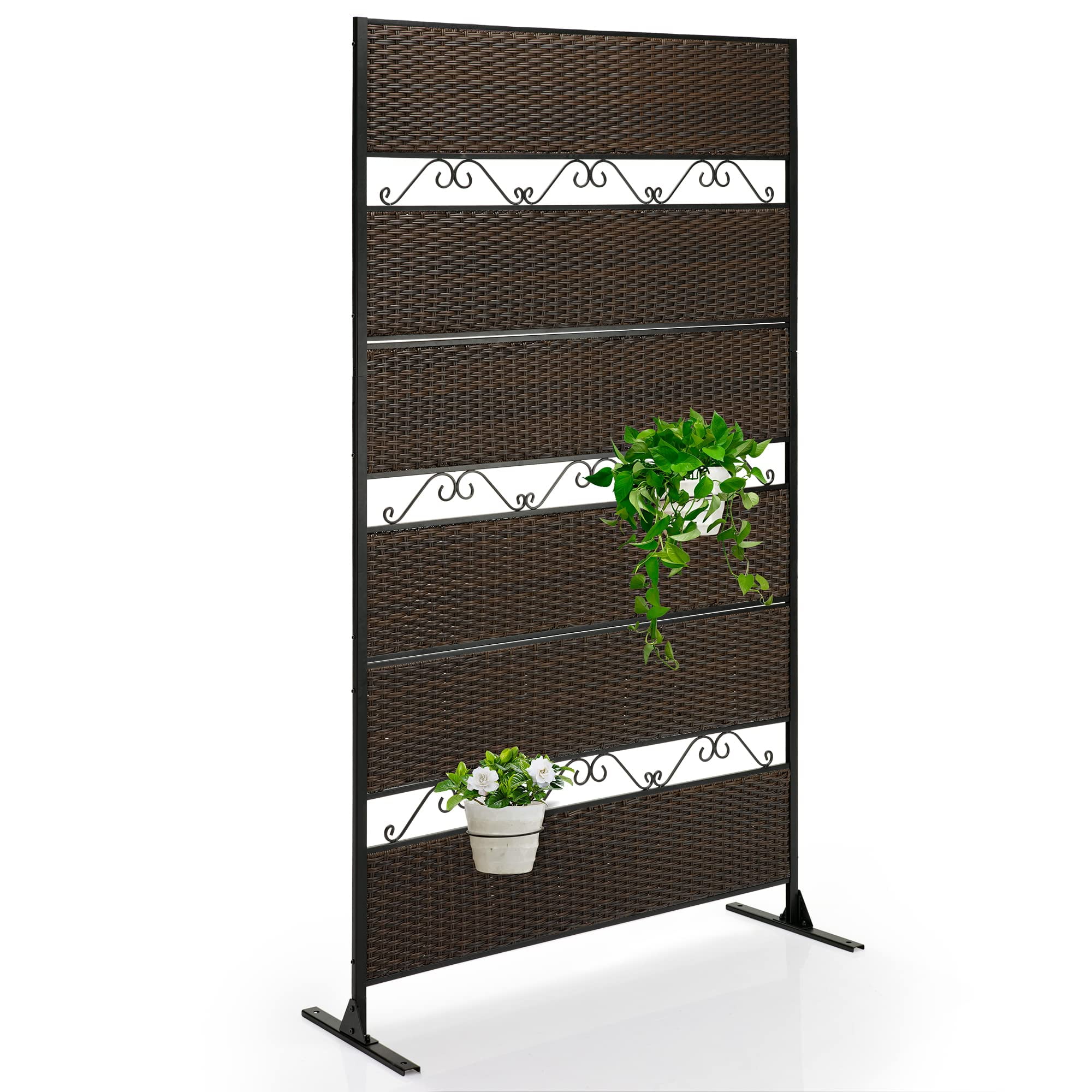 Oyang Rattan Outdoor Privacy Screen, Outdoor Divider Decorative Privacy