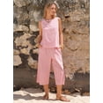 thumbnail image 2 of EASYBRAUS Women Cotton Two Piece Summer Outfit Striped Tank Top Cropped Pants Set, 2 of 6