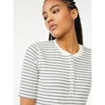 thumbnail image 4 of Free Assembly Ribbed Henley Short Sleeve Crew Neck T-Shirt (Women's), 4 of 6