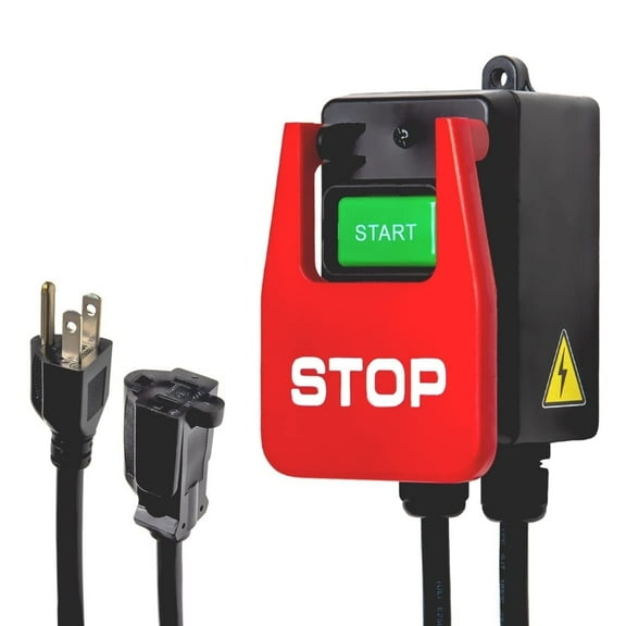 POWERTEC 120V Paddle Switch, 2HP at 120 Voltage w/5.5 Ft Power Cord, UL Approved, Large Knee Paddle for Power Tools Fast Power Off.Fits Table Saw, Router Table, Drill Press, Bench Saw,Band Saw(71754)