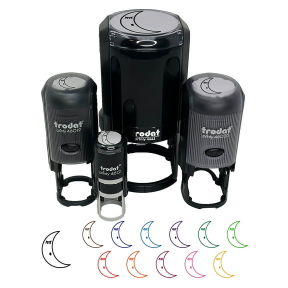 Sleeping Moon Self-Inking Rubber Stamp Ink Stamper - Black Ink - Mini 1/2 Inch