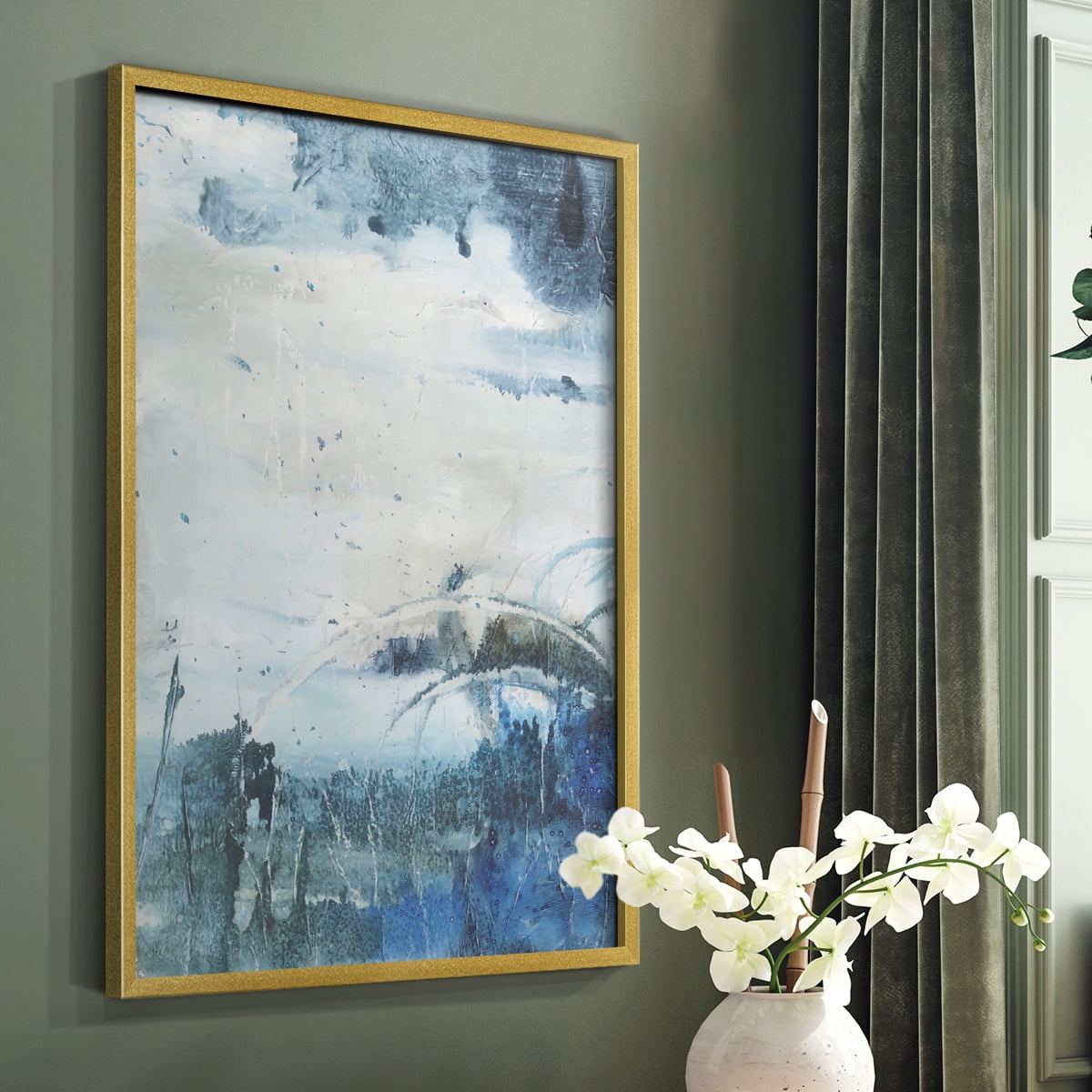 Coastal Seas II Framed Print in Gold Solid Wood Framed Print No Nail Hanging