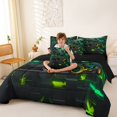 thumbnail image 4 of Manfei Sports Car 7 Pieces Full Size Bedding Sets,Geometric Plaid Art Full Size Bed in a Bag,Green,Black Reversible, 4 of 7