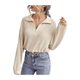 thumbnail image 2 of VISgogo - Polo de otoño para mujer, color sólido, solapa, cremallera, manga larga, jersey, tops para niñas, albaricoque VISgogo  moda, 2 of 7