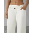 thumbnail image 5 of Womens Denim High Waist Pocket Wide Leg Jeans Cream White XS, 5 of 8