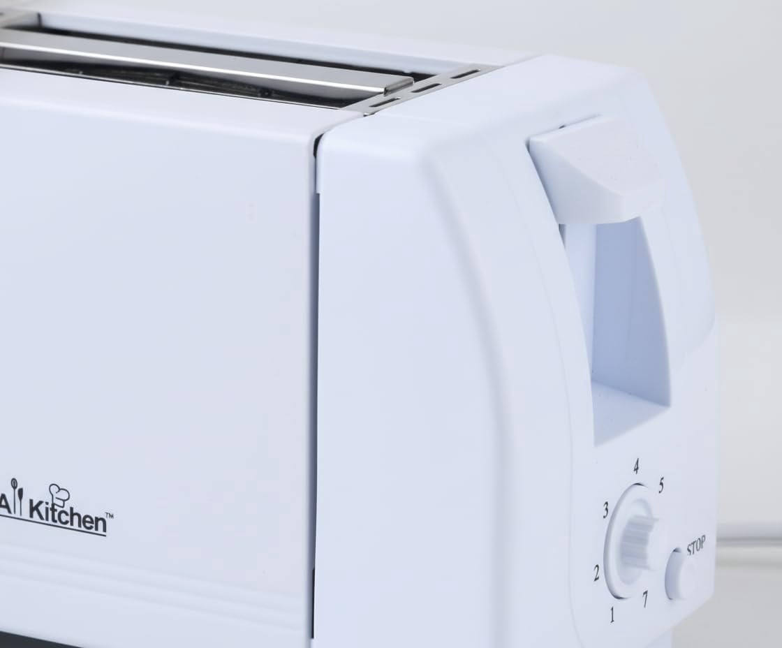 J&V TEXTILES Cool Touch Toaster with 6 Temperature Settings & Extra Wide 1.25" Slots for Bagels, Waffles, Specialty Breads, Puff Pastry, Snacks, ETL Certified, 2 Slices White