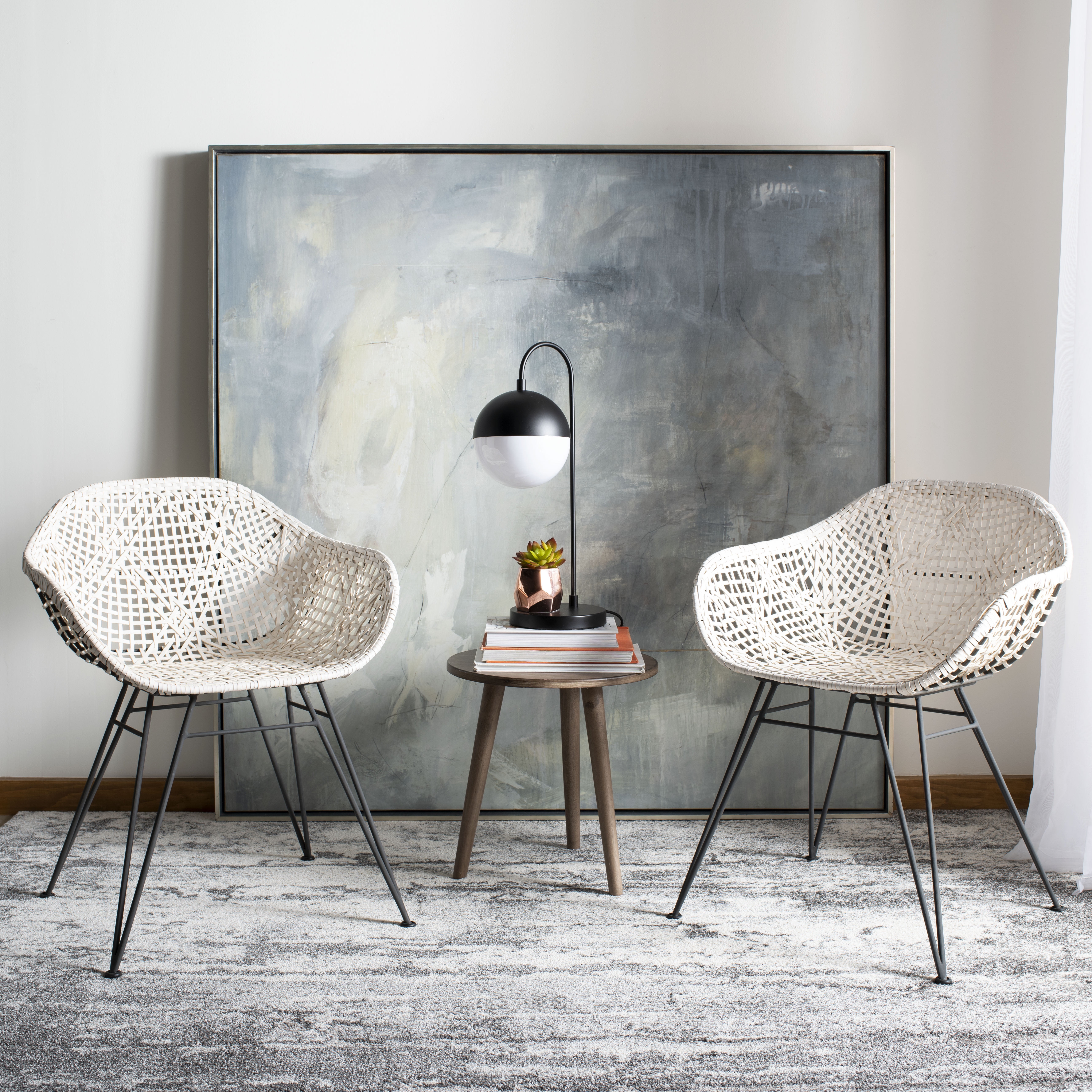 Safavieh Jadis Modern Glam Leather Woven Dining Chair, Set of 2 ...