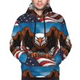 thumbnail image 4 of KLL Cartoon Bald Eagle USA Print Mens Hoodie Long Sleeve Casual Pullover Hooded Sweatshirt Fashion Drawstring Hoodies with Pocket-3X-Large, 4 of 6