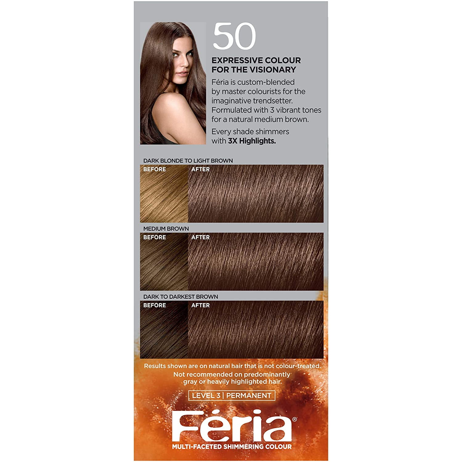 Paris Feria Multi-Faceted Shimmering Colour, Medium Brown [50] 1 ea