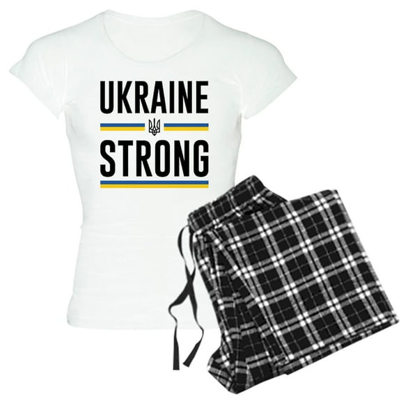 CafePress - Ukraine Strong Women's Light Pajamas - Women's Short Sleeve Print T-Shirt and Pants Light Cotton Pajama Set