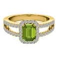 thumbnail image 4 of AoneJewelry 10k Yellow Gold Gemstone and Diamond Prong Set Ring With 2 Carat Emerald Cut Peridot and Diamonds, 4 of 5