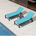 thumbnail image 1 of PURPLE LEAF Chaise Longue d'Extérieur avec Roues pour l'Extérieur, 2 Pcs, Chaise Longue de Patio en Aluminium avec Fauteuil Inclinable à 5 Positions Réglables pour Patio, Plage, Cour, Piscine, Table d'Appoint Incluse, Bleu Turquoise, 1 of 10