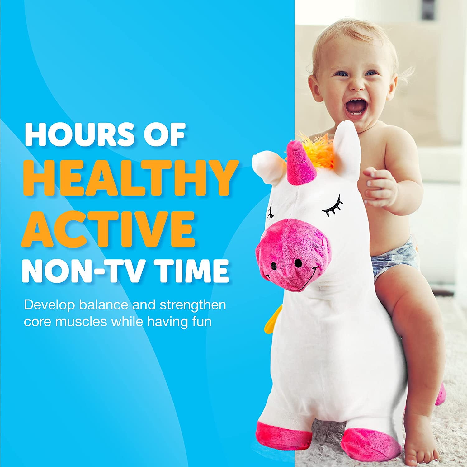 Waddle Hopper Animal Plush Toy for Toddlers and Kids, with Pump, Ages 2 and up, Unicorn