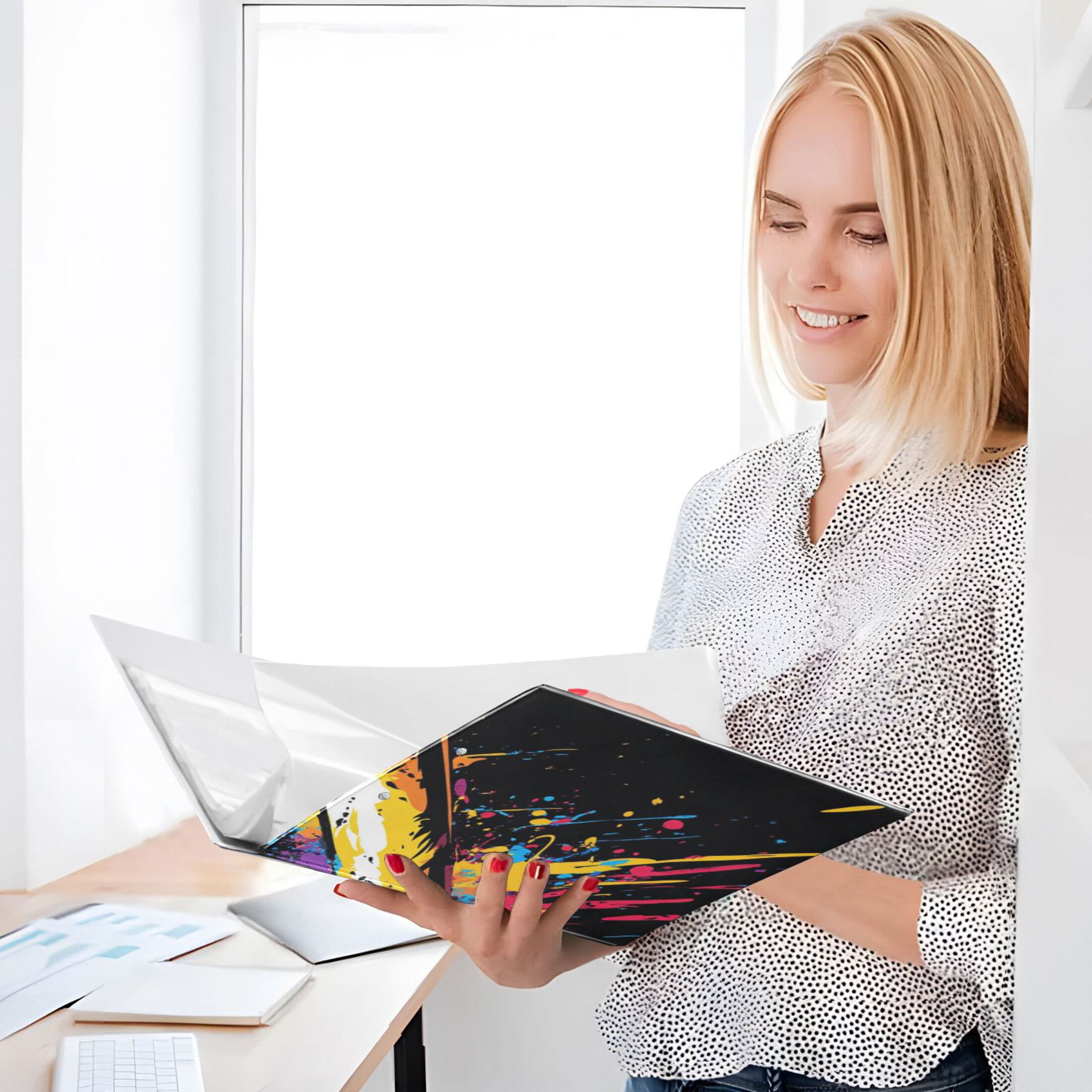 Colorful Baseball and Bat 3 Ring Binders 1.5 inch Hardcover File Folders with Interior Pockets A4 Size Organizer for School Office Hospital