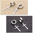 thumbnail image 2 of LAICAIW Non-Pierced Clip On Cross Dangle Drop Hoop Hinged Earrings Set for Men Women No Piercing Ear Plug Jewelry for Graduation Easter Christmas, 2 of 6