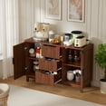 thumbnail image 4 of Vabches 47.2" W Fluted Sideboard Credenza Cabinet, 2-Doors 3-Drawer Wood Buffet Storage Cabinet with Adjustable Shelves, 4 of 12