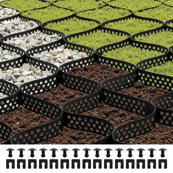 VEVOR Gravel Grid,2 Inch Depth, 32.81 x 9.84 FT / 10000 x 3000 mm, 1880 LBS Per Sq ft Grass Ground Retainer, Permeable Geo Grids Driveway Stabilization, for Garden, Patio, Walkway, RV Parking Slopes