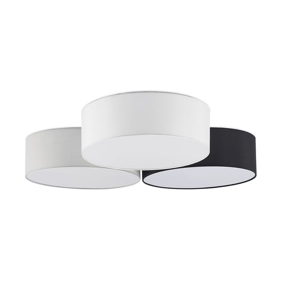 Lucande Luxury European Decor Lighting Designed in Germany Fabric Shades Semi Flush Mount Ceiling Light, Multicolor Drum Light Fixture, 3-Step Dimmable Ceiling Fixture, Large Bedroom Ceiling Light