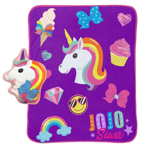 Nickelodeon JoJo Siwa Unicorn Nogginz & Throw Set, 50" x 60"