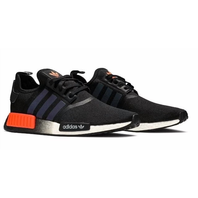 Adi-das NMD R1 Black Solar Orange Iridescent Three Stripes Men's Sneakers 14