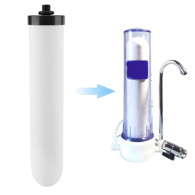 Ceramic Water Filter High Efficiency 0.1m Filtration System with Activated Carbon Core for Gravity Water Purifier Systems White 9.8 X 1.9 Inches