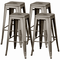 Alden Design Industrial Metal 30" Stackable Backless Bar Height Stools Set of 4, Gunmetal Gray