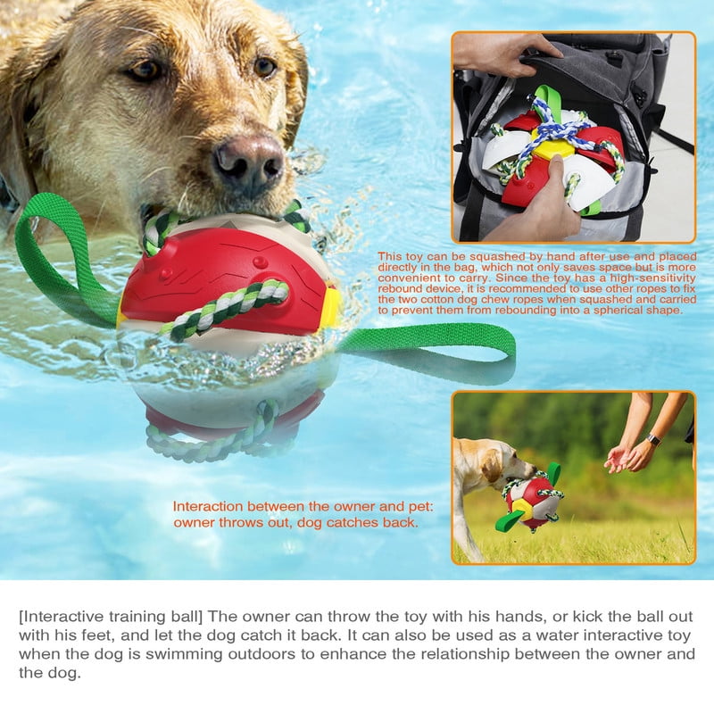 Hweilai 1 indestructible yellow and blue dog frisbee ball interactive dog soccer ball suitable for small medium and large dogs