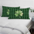 thumbnail image 3 of St. Patrick's Day Pillow Covers, Linen Long Throw Pillow Case, Spring Lucky Shamrock Green Buffalo Plaid Holiday Pillow Protector Decorative Cushion Cover for Living Room/Bedroom 24" x 36", 3 of 8