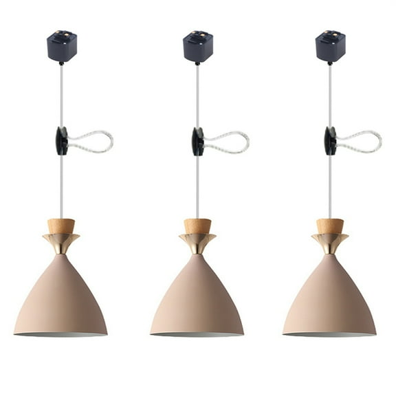 JLOWCO 3 Pack Adjustable Height H Type Track Lighting Pendants Ceiling Lights for Dining Room Pink Light Fixtures Ceiling Hanging Pendant Lights Kitchen Island (LED Bulb Include)