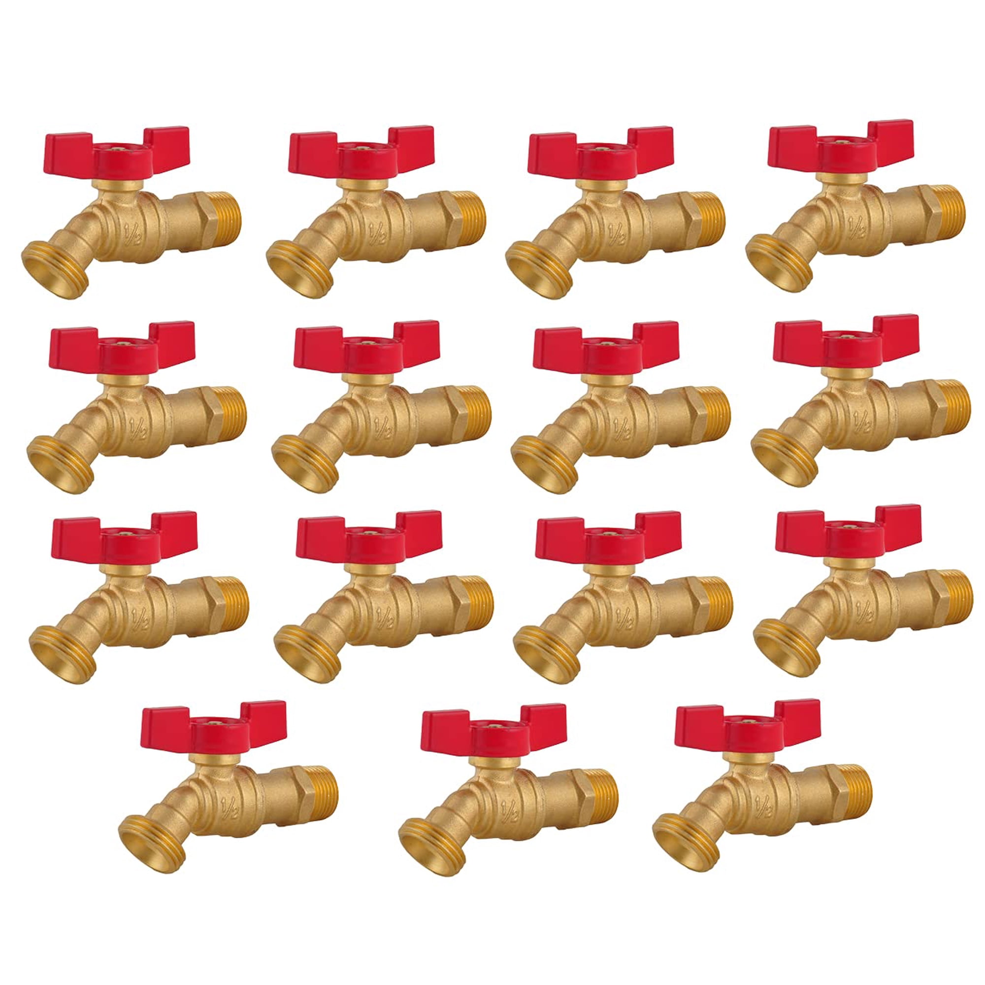 Brass Garden Hose Bibb Stop Valve 15-Pack 1/2 MIP Inlet x 3/4 MHT