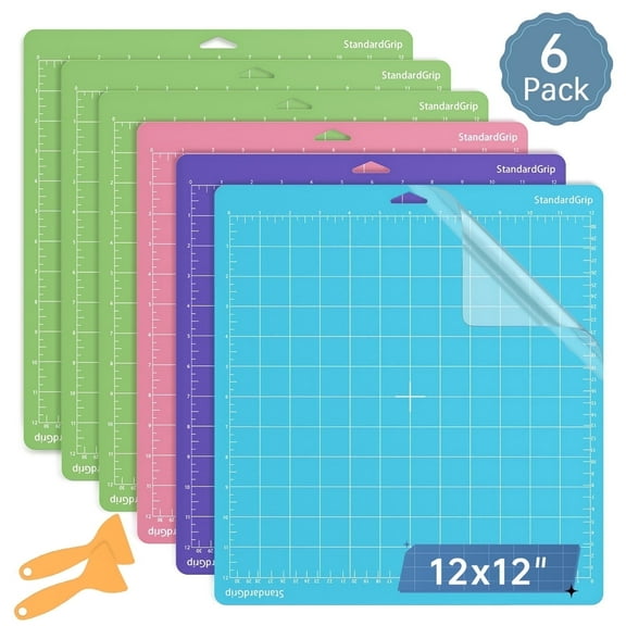 Variety Cutting Mat,6 Pack 12x12(3 Standard Grip,1 Light Grip,1 Strong Grip,1 Fabric Grip)Craft Mat for Cricut Explore Air 2/Air/One/Maker, Adhesive Sticky Quilting Cutting Mats with Protective Film