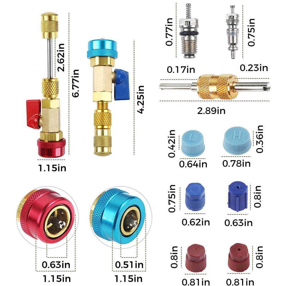 R134A Air Conditioning Valve Core Quick Remover Installer High Low Pressure Tool Air Conditioner HVAC Gauges Tools