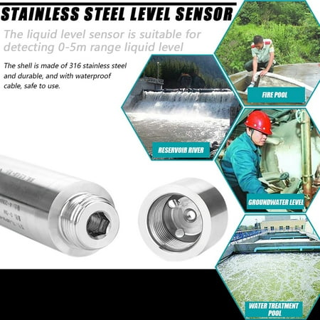 

Garosa Water level Sensor 4-20mA Level Transmitter DC24V 4-20mA Throw-In Type Liquid Level Sensor For Detecting 0-5m Range Depth
