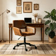 thumbnail image 1 of Homy Casa Vintage Brown Swivel Desk Chair, Leather-Look Rolling Office Chair with Arms, Adjustable Height, 1 of 10