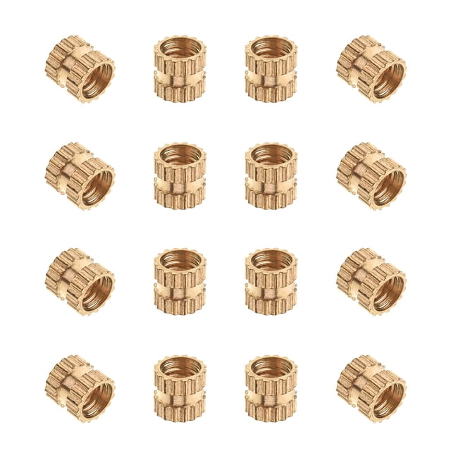 HUGFEGWE M3x4mm Female Thread Knurled Nuts,100PCS H x 4mm OD Brass Threaded Insert Embedment Nuts Hydraulic Welded Joint Injection Molding Assortment Kit for 3D Printing Injection Molding CJB91-24993