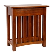 Leick Home 8202 Mission Impeccable End Table with Drawer, Made with Solid Wood, Narrow Side Table for Living Room, Bedroom, Medium Oak Finish