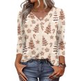 thumbnail image 2 of Women's Casual Fashion Christmas Print 3/4 Sleeve Top, Holiday Graphic Tee, Stylish Blouse for Fall Winter Seasonal Wear,Complexion,2XL, 2 of 7