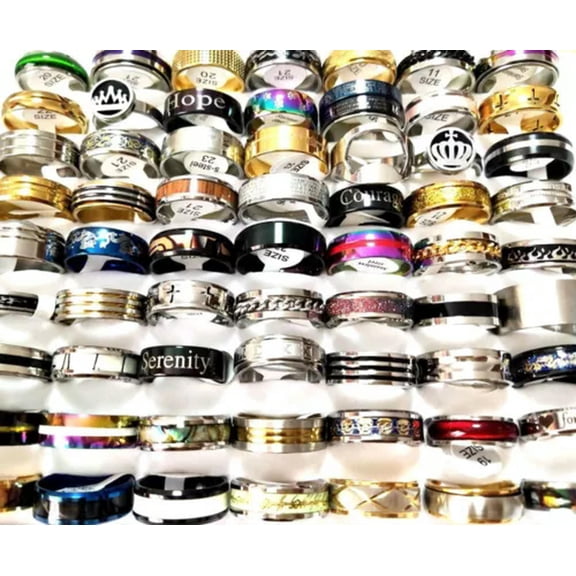 HOOUN Wholesale 30pcs BIG SIZE 19 20 21 22 23mm mix men Popular Stainless Steel Rings