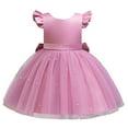 thumbnail image 3 of Girls' Dresses Toddler Fly Sleeve Dresses Pearl Decoration Solid Color Bowknot Birthday Wedding Party Princess Dress Size 5 Y-6 Y, 3 of 7