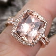 thumbnail image 5 of 5.25 Carat 10mm Cushion Diamond Moissanite Floral Engraving Style Morganite Wedding Ring Set 10k Rose Gold, 5 of 6