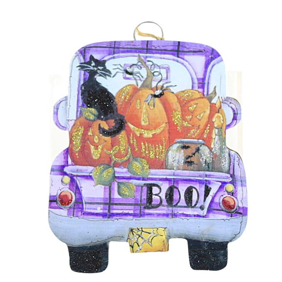 Halloween "Boo" Truck Charm Metal Black Cat Pumpkin F22001